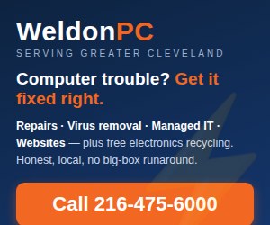 WeldonPC - Computer trouble? Repairs, virus removal, managed IT, websites, free e-recycling. Call 216-475-6000.